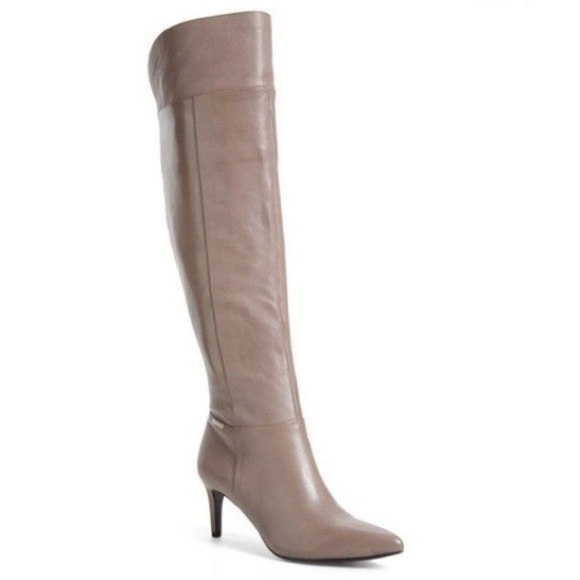 Calvin Klein | Clancey Taupe Over the Knee Boots - Picture 1 of 14